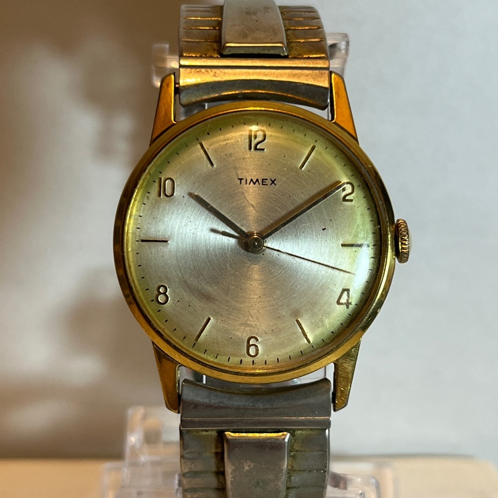 Vintage Time Mens Gold Tone Hand-Wind Mechanical Watch